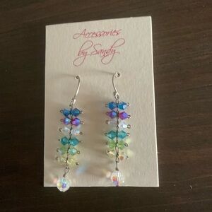 Multicolor Wire French Crystal Earrings